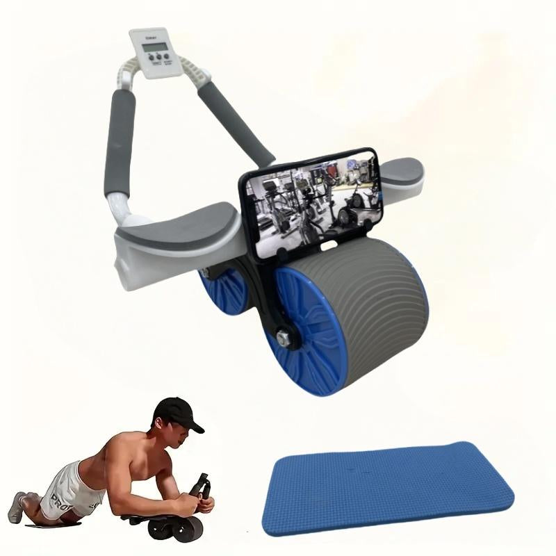 1Pc Unisex Pro Abdominal Wheel with Automatic Rebound - High-Performance Core Trainer for Rapid Fat Burning, Sculpted Belly, and Total-Body Fitness - Includes Comfortable Elbow Pad+Timepiece