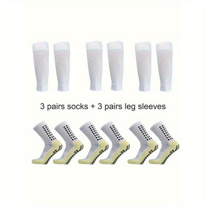 3/6/10 Double Random Autumn and Winter New Men'S and Women'S Football Socks, Sports Bicycle Grabbing Socks, anti Slip and Non Slip Grabbing Pads, Football Basketball