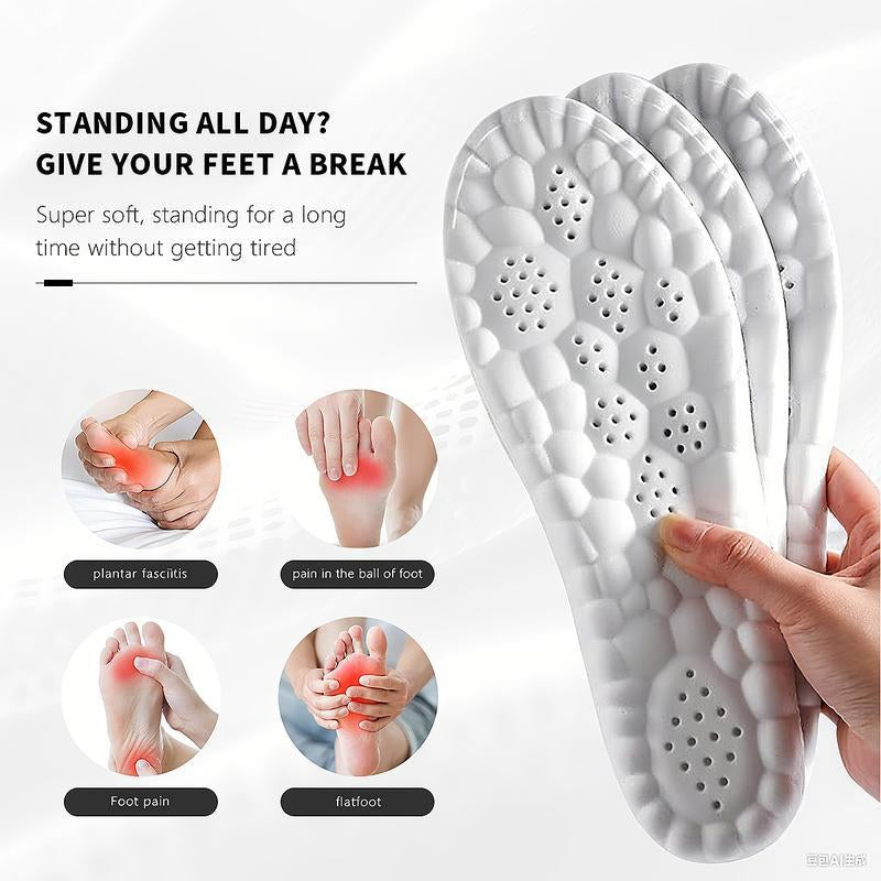 Soft Elastic Ultra-Breathable Bounce Shoe Insoles Men Women Tailored Lightweight Sweat Absorbent Comfortable 4D Cloud Insole anti Fatigue, Shock Absorption, Foot Pain Relief Footwear Insole