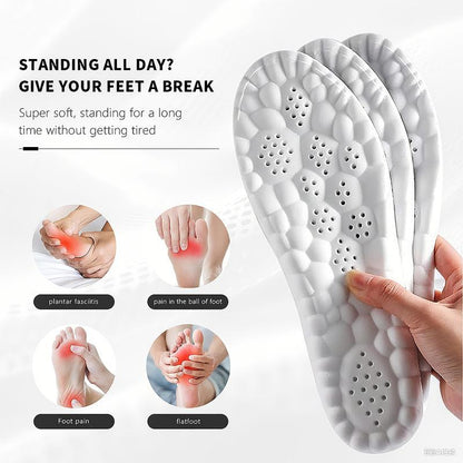 Soft Elastic Ultra-Breathable Bounce Shoe Insoles Men Women Tailored Lightweight Sweat Absorbent Comfortable 4D Cloud Insole anti Fatigue, Shock Absorption, Foot Pain Relief Footwear Insole