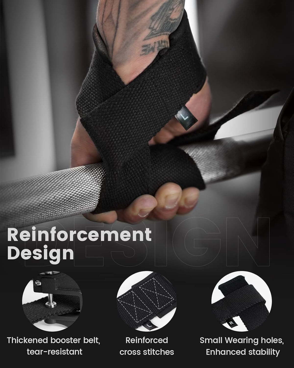 Pro Gym Reaper Lifting Straps, Black, 2.5Mm Thick & Reinforced Stitching for Deadlifts & Pull-Ups