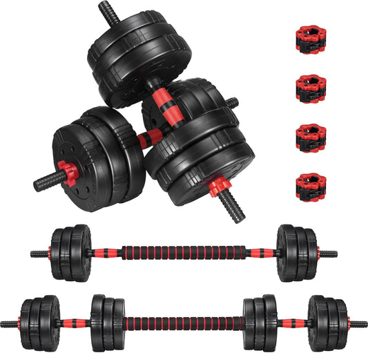 Adjustable Dumbbell Set, 22/44/66/88Lbs Free Weights, 4-In-1 Barbell & Kettlebell Set, Non-Slip Handles, Fitness for Men & Women