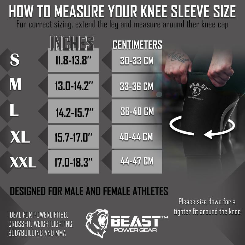 Beast Power Gear Neoprene Compression Knee Sleeves 7MM Knee Pads, Extra Support for Squats, Gym Crossfit Training Protective Gears, Powerlifting, Weightlifting Knee Sleeve, Wrestling Knee Brace for Men & Women