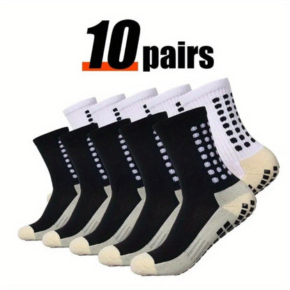 3/6/10 Double Random Autumn and Winter New Men'S and Women'S Football Socks, Sports Bicycle Grabbing Socks, anti Slip and Non Slip Grabbing Pads, Football Basketball