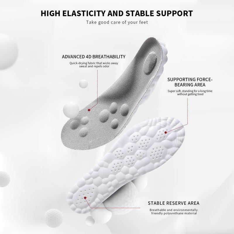 Soft Elastic Ultra-Breathable Bounce Shoe Insoles Men Women Tailored Lightweight Sweat Absorbent Comfortable 4D Cloud Insole anti Fatigue, Shock Absorption, Foot Pain Relief Footwear Insole
