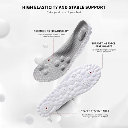 Soft Elastic Ultra-Breathable Bounce Shoe Insoles Men Women Tailored Lightweight Sweat Absorbent Comfortable 4D Cloud Insole anti Fatigue, Shock Absorption, Foot Pain Relief Footwear Insole