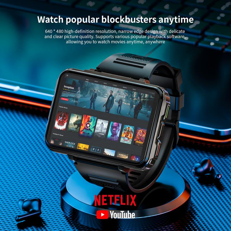 LOKMAT 4G SIM Card Android Smart Watch, 2.4" Large Screen Sport Smartwatch 1500Mah Dual Camera Wifi Bluetooth GPS Smart Watches for Men