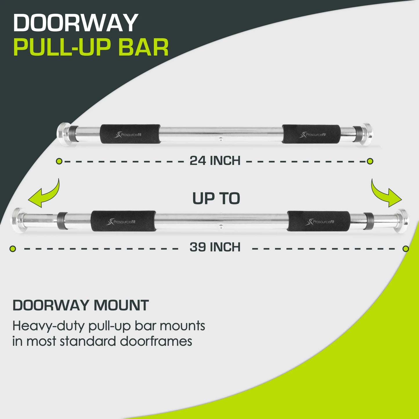 Heavy Duty Doorway Mount Pull Up/Chin-Up Bar, Adjustable with Foam Grips for Home Workouts