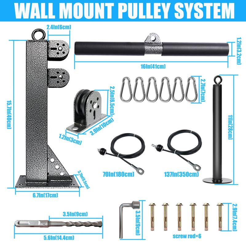 Fitness Wall Mount Pulley System, Weight Cable Pulley System for Gym, LAT Pull down and Low Row Cable Machine, Cable Station Equipment