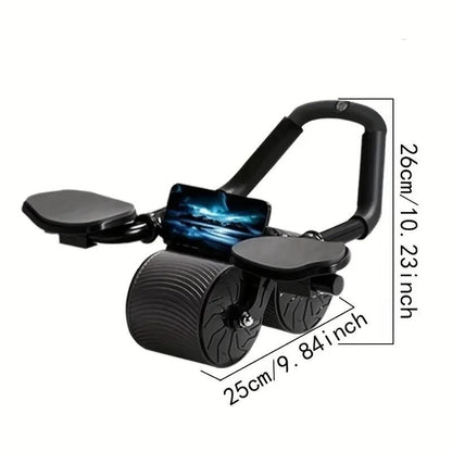 1Pc Unisex Pro Abdominal Wheel with Automatic Rebound - High-Performance Core Trainer for Rapid Fat Burning, Sculpted Belly, and Total-Body Fitness - Includes Comfortable Elbow Pad+Timepiece