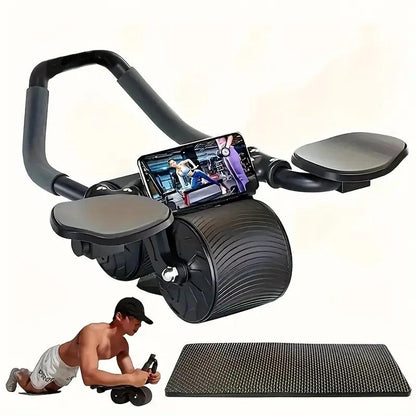 1Pc Unisex Pro Abdominal Wheel with Automatic Rebound - High-Performance Core Trainer for Rapid Fat Burning, Sculpted Belly, and Total-Body Fitness - Includes Comfortable Elbow Pad+Timepiece
