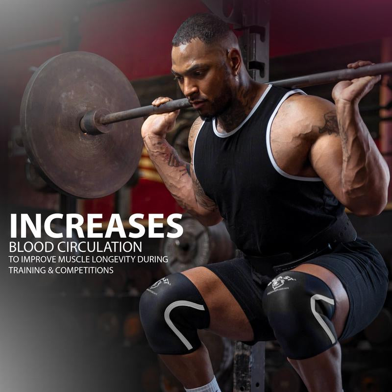 Beast Power Gear Neoprene Compression Knee Sleeves 7MM Knee Pads, Extra Support for Squats, Gym Crossfit Training Protective Gears, Powerlifting, Weightlifting Knee Sleeve, Wrestling Knee Brace for Men & Women