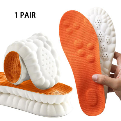 Soft Elastic Ultra-Breathable Bounce Shoe Insoles Men Women Tailored Lightweight Sweat Absorbent Comfortable 4D Cloud Insole anti Fatigue, Shock Absorption, Foot Pain Relief Footwear Insole