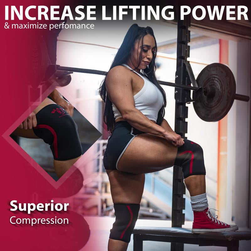 Beast Power Gear Neoprene Compression Knee Sleeves 7MM Knee Pads, Extra Support for Squats, Gym Crossfit Training Protective Gears, Powerlifting, Weightlifting Knee Sleeve, Wrestling Knee Brace for Men & Women