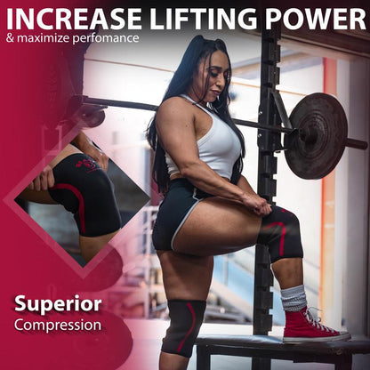 Beast Power Gear Neoprene Compression Knee Sleeves 7MM Knee Pads, Extra Support for Squats, Gym Crossfit Training Protective Gears, Powerlifting, Weightlifting Knee Sleeve, Wrestling Knee Brace for Men & Women