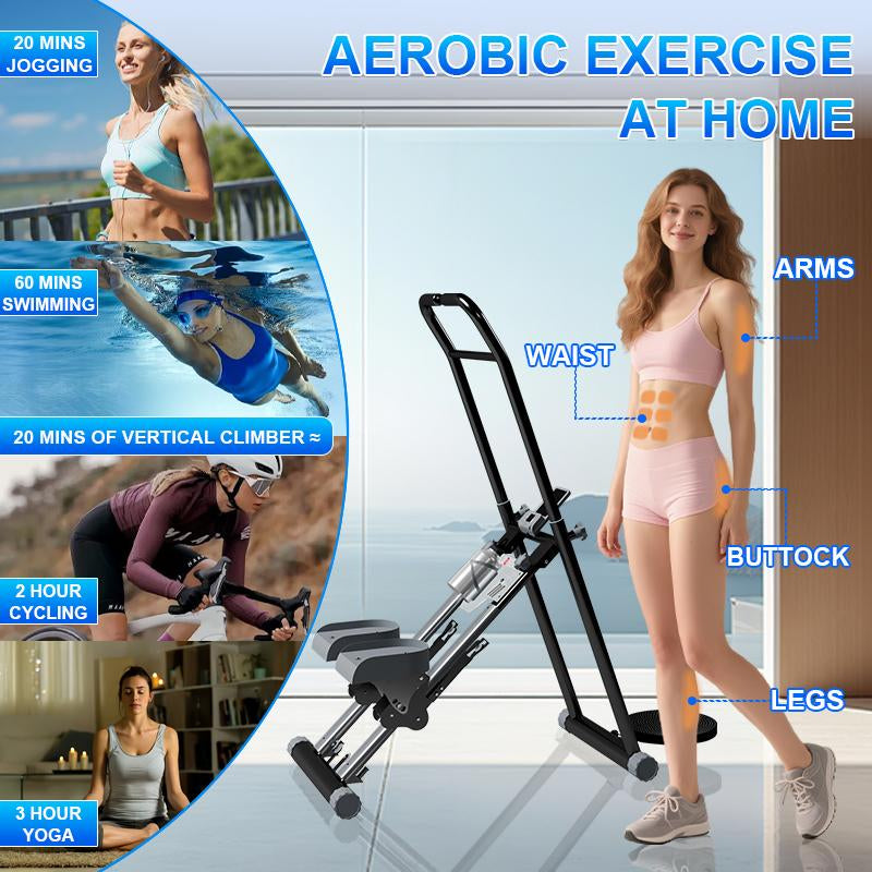【Fallfreshness】Over SELF Vertical Climber Exercise Stair Stepper with Handlebar for Full-Body Workout Compact Cardio Climber Exercise Machine Vertical Climber for Home Gym Full Body Workout 220Lbs Weight Capacity