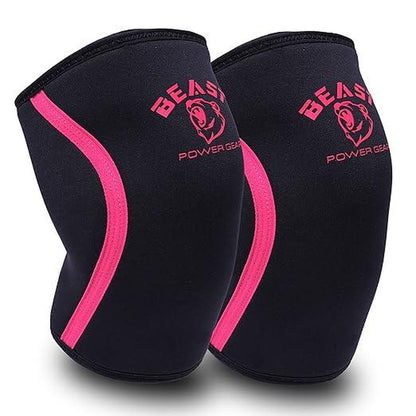Beast Power Gear Neoprene Compression Knee Sleeves 7MM Knee Pads, Extra Support for Squats, Gym Crossfit Training Protective Gears, Powerlifting, Weightlifting Knee Sleeve, Wrestling Knee Brace for Men & Women