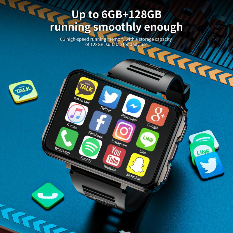 LOKMAT 4G SIM Card Android Smart Watch, 2.4" Large Screen Sport Smartwatch 1500Mah Dual Camera Wifi Bluetooth GPS Smart Watches for Men