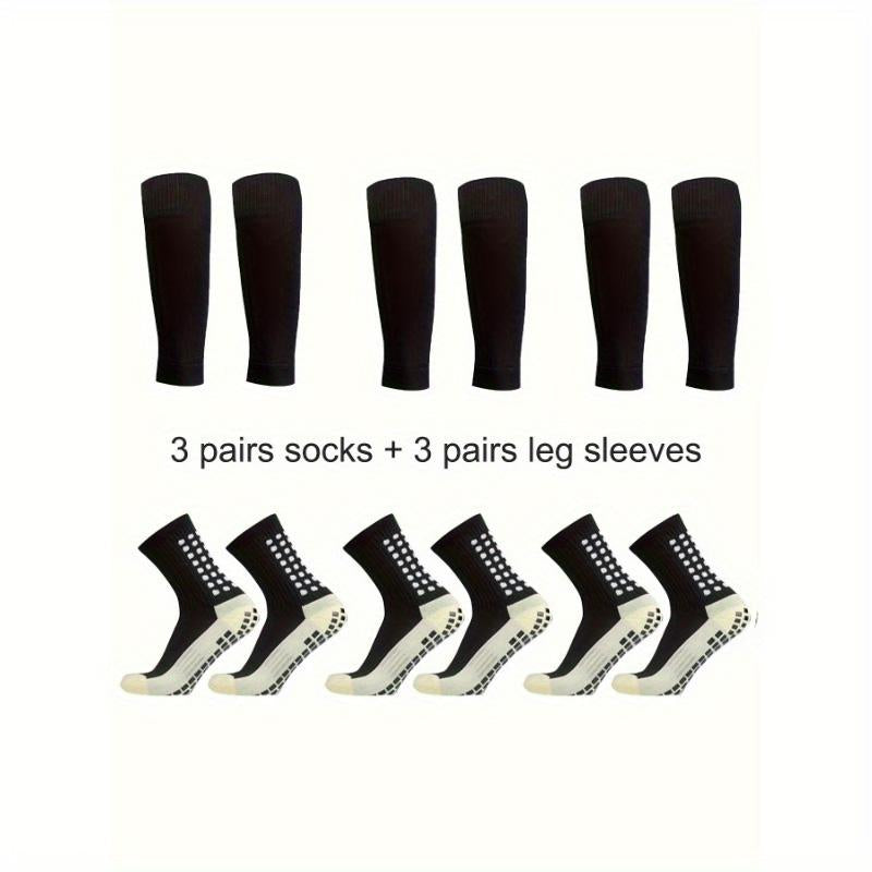 3/6/10 Double Random Autumn and Winter New Men'S and Women'S Football Socks, Sports Bicycle Grabbing Socks, anti Slip and Non Slip Grabbing Pads, Football Basketball