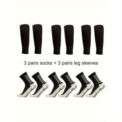 3/6/10 Double Random Autumn and Winter New Men'S and Women'S Football Socks, Sports Bicycle Grabbing Socks, anti Slip and Non Slip Grabbing Pads, Football Basketball