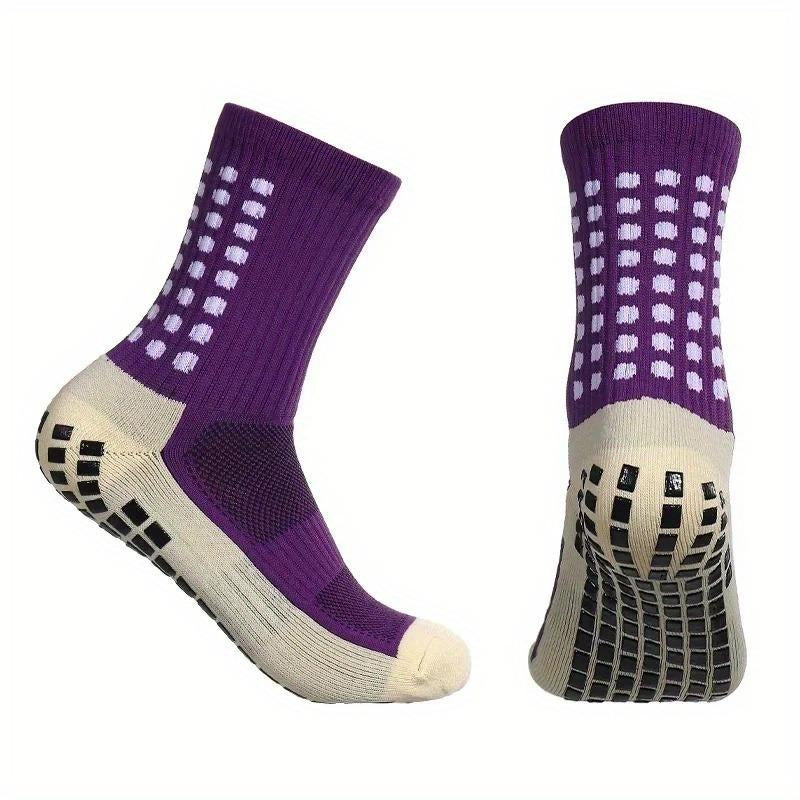 3/6/10 Double Random Autumn and Winter New Men'S and Women'S Football Socks, Sports Bicycle Grabbing Socks, anti Slip and Non Slip Grabbing Pads, Football Basketball