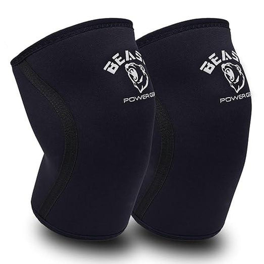Beast Power Gear Neoprene Compression Knee Sleeves 7MM Knee Pads, Extra Support for Squats, Gym Crossfit Training Protective Gears, Powerlifting, Weightlifting Knee Sleeve, Wrestling Knee Brace for Men & Women
