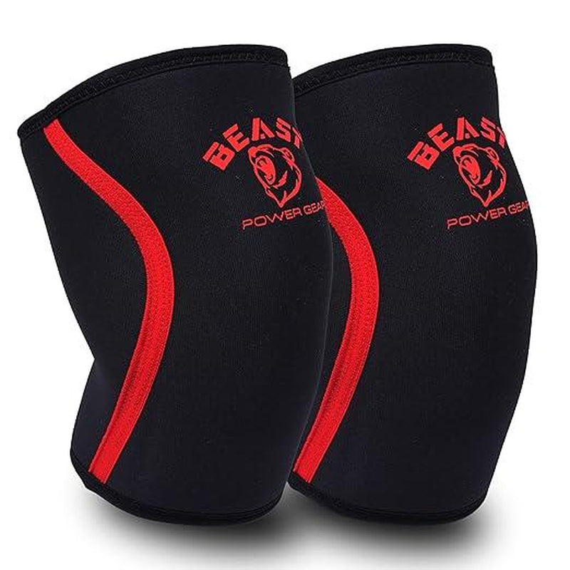 Beast Power Gear Neoprene Compression Knee Sleeves 7MM Knee Pads, Extra Support for Squats, Gym Crossfit Training Protective Gears, Powerlifting, Weightlifting Knee Sleeve, Wrestling Knee Brace for Men & Women