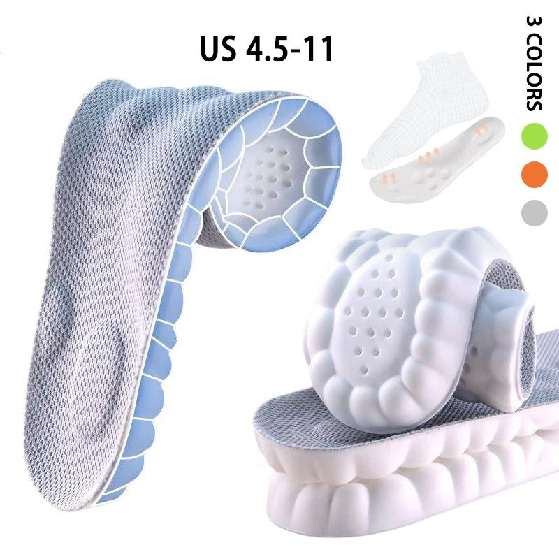 Soft Elastic Ultra-Breathable Bounce Shoe Insoles Men Women Tailored Lightweight Sweat Absorbent Comfortable 4D Cloud Insole anti Fatigue, Shock Absorption, Foot Pain Relief Footwear Insole