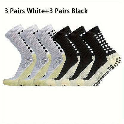 3/6/10 Double Random Autumn and Winter New Men'S and Women'S Football Socks, Sports Bicycle Grabbing Socks, anti Slip and Non Slip Grabbing Pads, Football Basketball