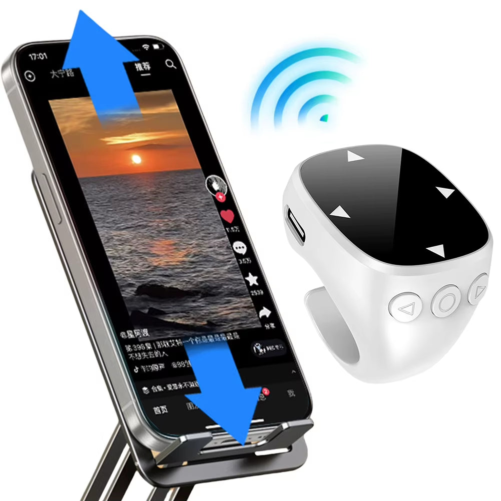 For Tiktok Scrolling Ring Bluetooth-Compatible 5.3 Video Scrolling Remote Control Finger Remote for Android Ios Iphone Ipad