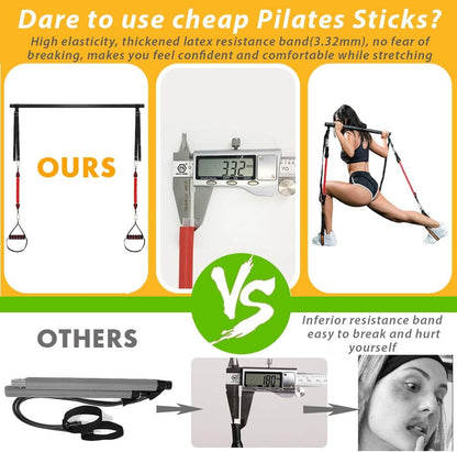 Upgraded 60-180LBS Adjustable Pilates Bar Kit with Resistance Band, Anti-Break, Portable Fitness Exercise Workout Toning Bar Stick for Stretching Twisting Sit-Up, Home Workout Equipment Men Women