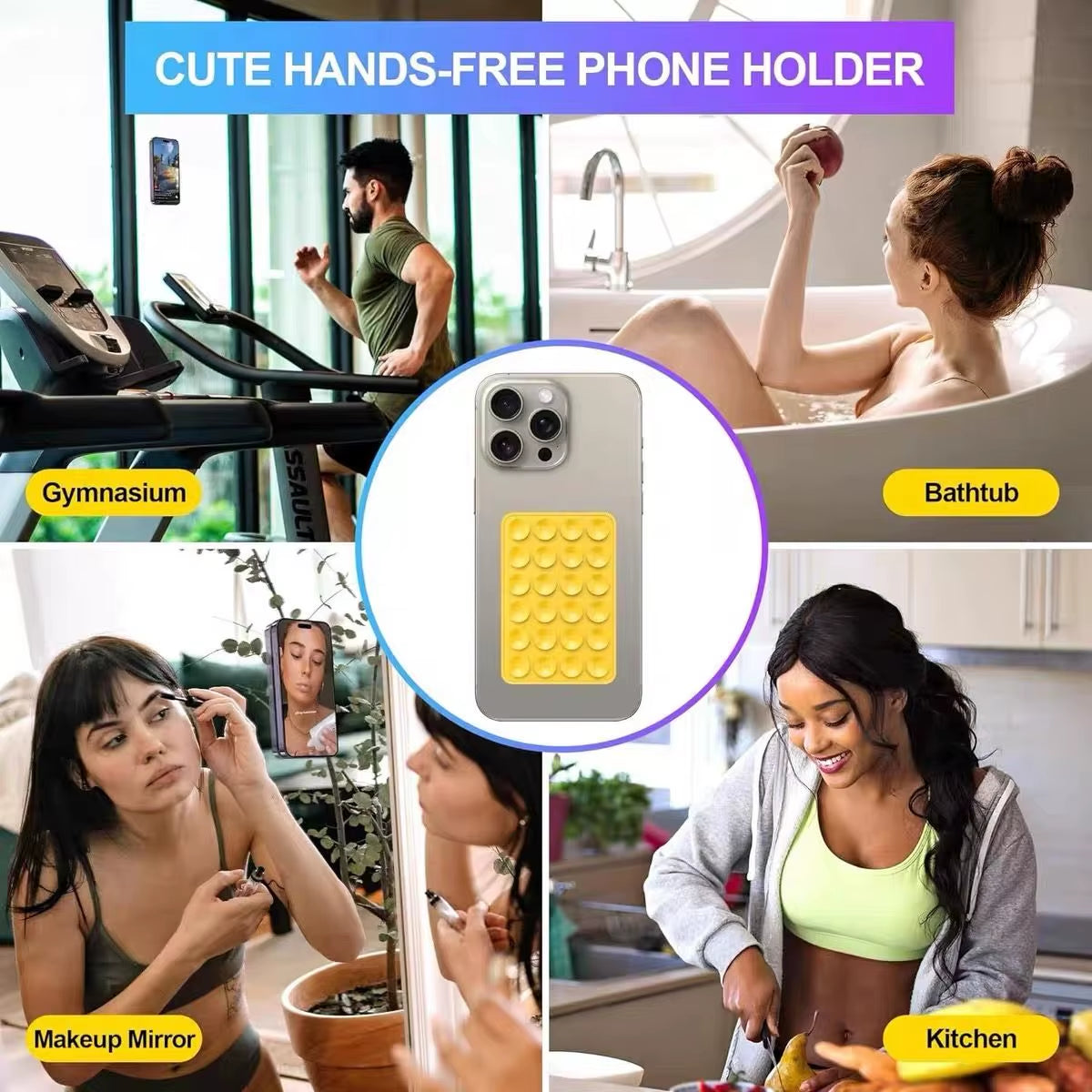 Sticky Grippy Suction Phone Case Mount Sillicon Adhesive Phone Accessory for Iphone and Android Hands-Free Fidget Toy