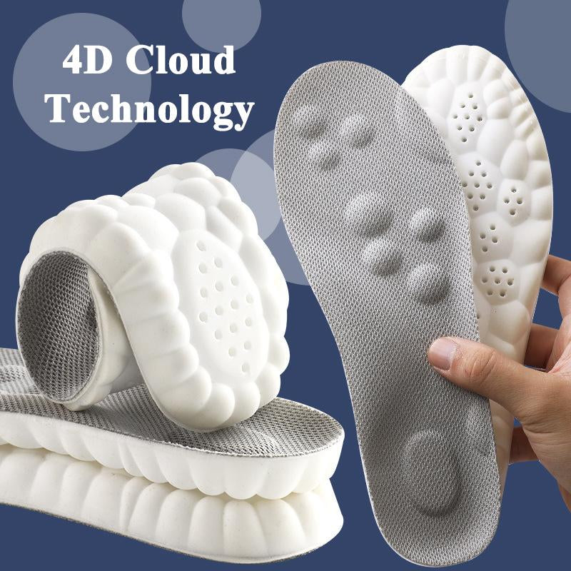 Soft Elastic Ultra-Breathable Bounce Shoe Insoles Men Women Tailored Lightweight Sweat Absorbent Comfortable 4D Cloud Insole anti Fatigue, Shock Absorption, Foot Pain Relief Footwear Insole