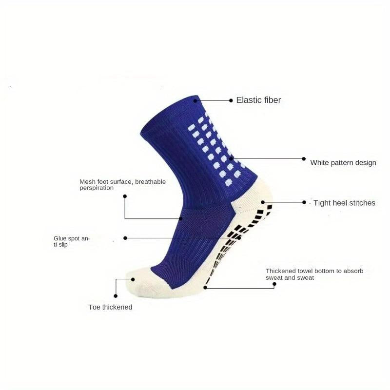 3/6/10 Double Random Autumn and Winter New Men'S and Women'S Football Socks, Sports Bicycle Grabbing Socks, anti Slip and Non Slip Grabbing Pads, Football Basketball