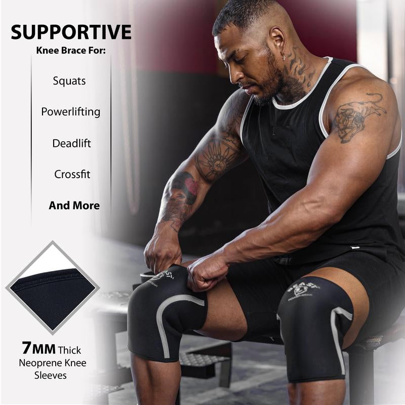 Beast Power Gear Neoprene Compression Knee Sleeves 7MM Knee Pads, Extra Support for Squats, Gym Crossfit Training Protective Gears, Powerlifting, Weightlifting Knee Sleeve, Wrestling Knee Brace for Men & Women