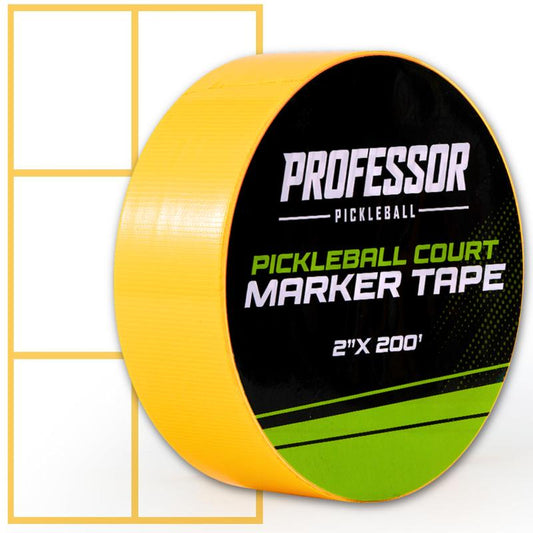 Professor Pickleball Court Tape - Makes Full Size Court - Outdoor Pickleball Marking Kit - 2" X 200 FT, Yellow Tape for Temporary Court Lines, No Residue, Quick and Easy Application