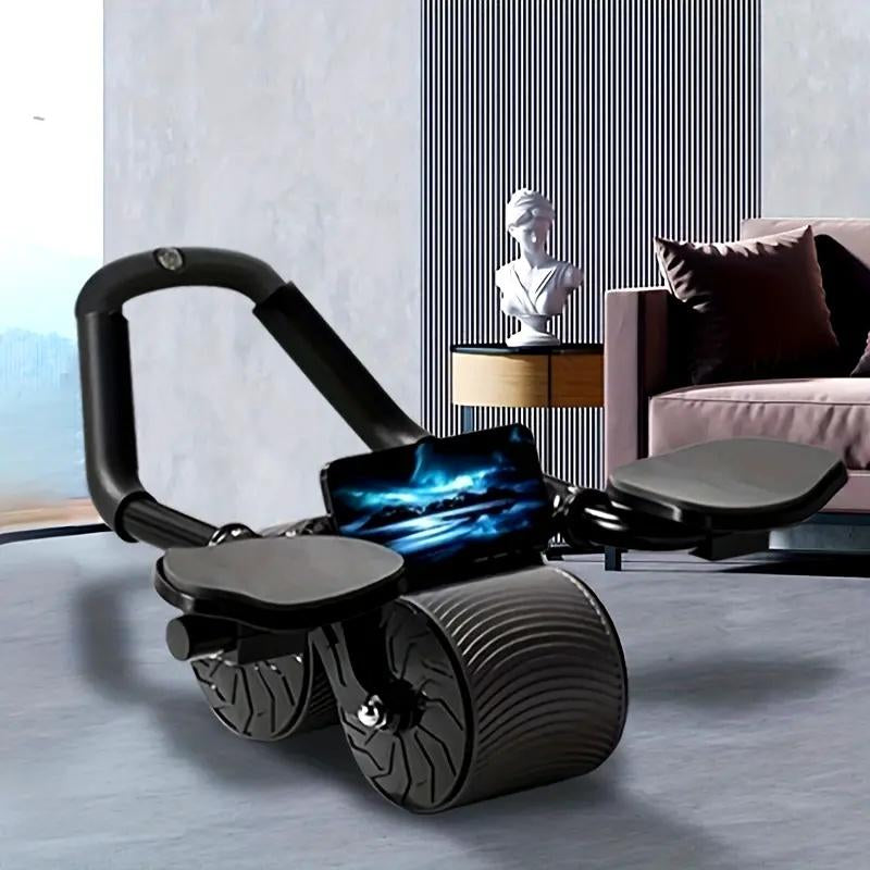 1Pc Unisex Pro Abdominal Wheel with Automatic Rebound - High-Performance Core Trainer for Rapid Fat Burning, Sculpted Belly, and Total-Body Fitness - Includes Comfortable Elbow Pad+Timepiece