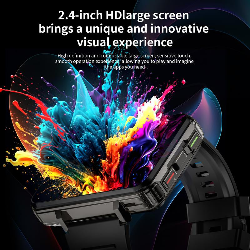 LOKMAT 4G SIM Card Android Smart Watch, 2.4" Large Screen Sport Smartwatch 1500Mah Dual Camera Wifi Bluetooth GPS Smart Watches for Men